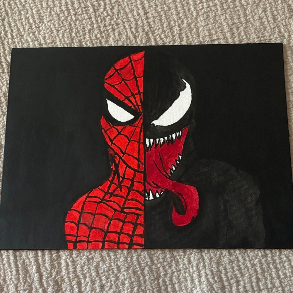 Vibrant Superhero Split Face Canvas Art